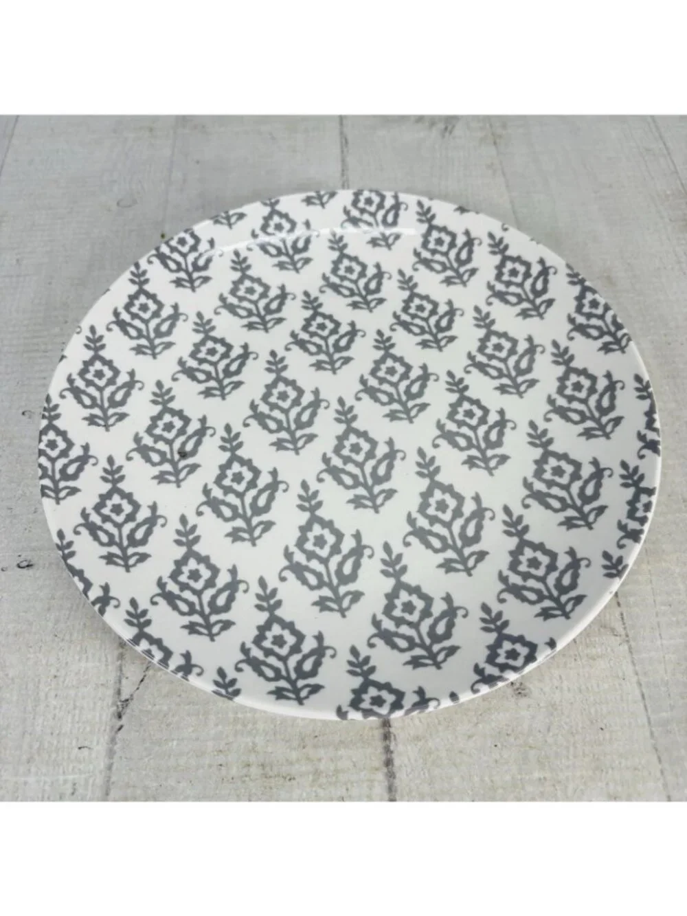 Mainstays Gray & White ABSTRACT FLORAL MIX MATCH Ceramic Lunch Salad Plate Set 3